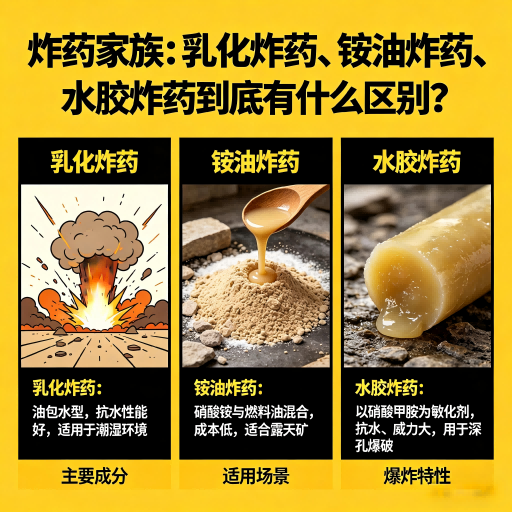 天等炸药家族：乳化炸药、铵油炸药、水胶炸药到底有什么区别？